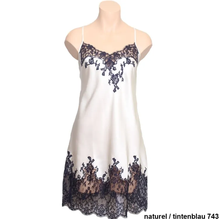 Alle Negligés|Seidenneglige^Marjolaine Seide Negligé CAPRICE mittellang Calais Spitze