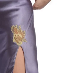 Alle Negligés|Seidenneglige^Gattina Seide Negligé lang SERENATA mit Spitze schwarz gold von mauve oder schwarz mit goldener Spitze