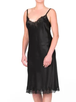 Alle Negligés|Seidenneglige^Gattina Seide Negligé SAKHALI von mit Spitze rot oder schwarz mit schwarzer Spitze