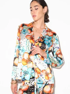 Seidenpyjama^Chiara Fiorini Seide Pyjama UNICA bunt von weiss-bunt