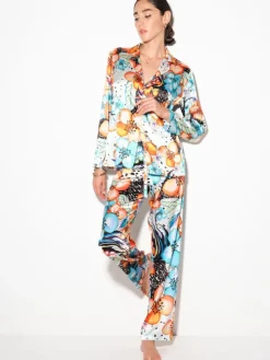Seidenpyjama^Chiara Fiorini Seide Pyjama UNICA bunt von weiss-bunt