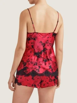 Alle Slips|Mit Seidensatin^Aubade Seide Shorts TOI MON AMOUR rot-schwarz von rotes Blumenmuster mit schwarz
