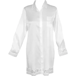 Seide Sleepshirt|Seidennachthemd^Gattina Seide Sleepshirt MAGIC MOMENTS von dunkelblau oder weiß mit Spitze