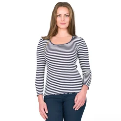 Shirts Mit Seide|Langarm^Gattina Seide-Baumwolle Langarm-Shirt ARONA von schwarz-weiß oder blau-weiß