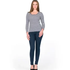 Shirts Mit Seide|Langarm^Gattina Seide-Baumwolle Langarm-Shirt ARONA von schwarz-weiß oder blau-weiß