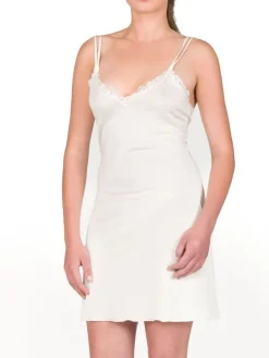 Seiden Basics|Seidennachthemd^Gattina Seide-Baumwolle Nachthemd BERGEN gewirkt von bordeaux-rot oder champagner-weiß