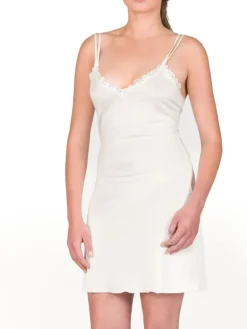 Seiden Basics|Seidennachthemd^Gattina Seide-Baumwolle Nachthemd BERGEN gewirkt von bordeaux-rot oder champagner-weiß