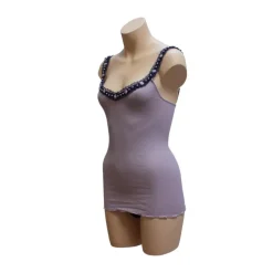 Tops Mit Spitze|Spaghettiträger Tops^Gattina Seide-Baumwolle Seidentop FIOCCA mauve oder dunkelblau von dunkelblau oder malve