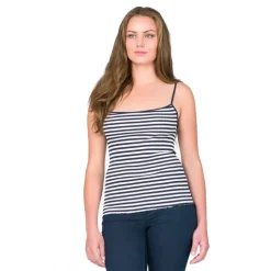 Spaghettiträger Tops|Shirts Mit Seide^Gattina Seide-Baumwolle Spaghetti-Top ARONA von schwarz-weiß oder blau-weiß