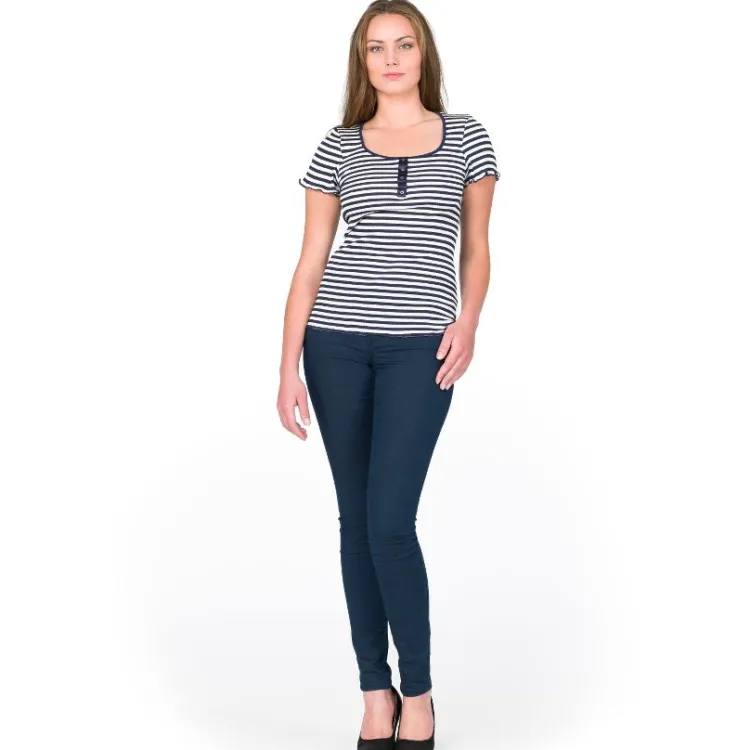 T-Shirt|Shirts Mit Seide^Gattina Seide-Baumwolle T-Shirt ARONA von schwarz-weiß oder blau-weiß