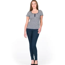 T-Shirt|Shirts Mit Seide^Gattina Seide-Baumwolle T-Shirt ARONA gestreift schwarz-weiß oder blau-weiß