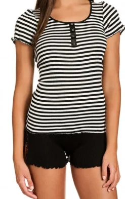 T-Shirt|Shirts Mit Seide^Gattina Seide-Baumwolle T-Shirt ARONA gestreift schwarz-weiß oder blau-weiß