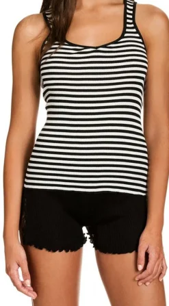 Camisole (Breite Träger)|Shirts Mit Seide^Gattina Seide-Baumwolle Unterhemd ARONA von schwarz-weiß oder blau-weiß