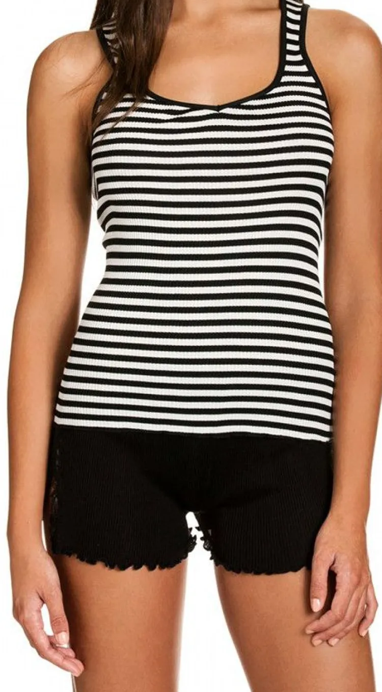 Camisole (Breite Träger)|Shirts Mit Seide^Gattina Seide-Baumwolle Unterhemd ARONA von schwarz-weiß oder blau-weiß