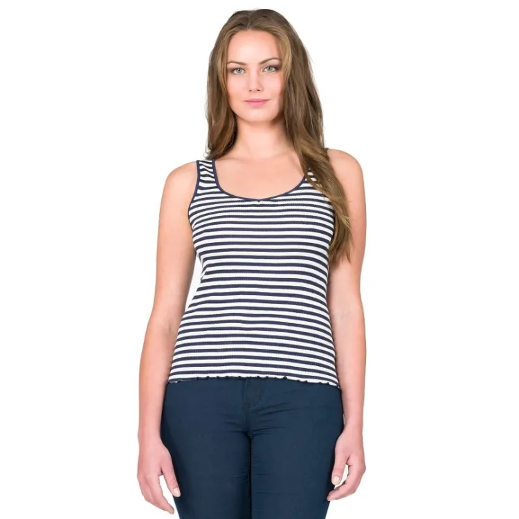 Camisole (Breite Träger)|Shirts Mit Seide^Gattina Seide-Baumwolle Unterhemd ARONA blau oder schwarz von schwarz-weiß oder blau-weiß