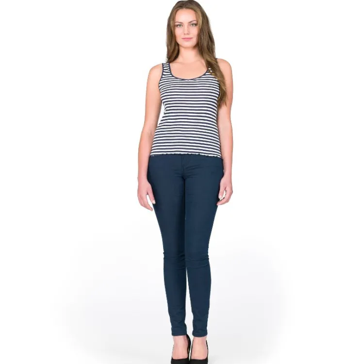 Camisole (Breite Träger)|Shirts Mit Seide^Gattina Seide-Baumwolle Unterhemd ARONA blau oder schwarz von schwarz-weiß oder blau-weiß