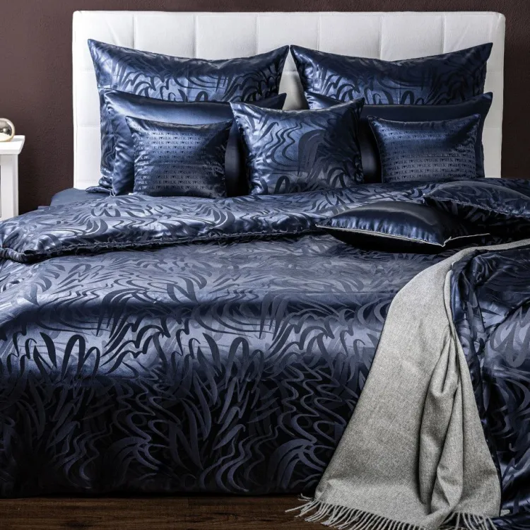 Seidenbettwäsche^Plauener Seidenweberei Seidenbettwäsche IMPULS SAPHIR Seidenweber Collection dunkelblau stückgefärbt