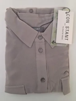 Bluse & Tunika|Shirts Mit Seide^Kokon Zwo Seidenbluse Crepe seidenmatt mit Hemdkragen von seidenweiss oder zartgrau