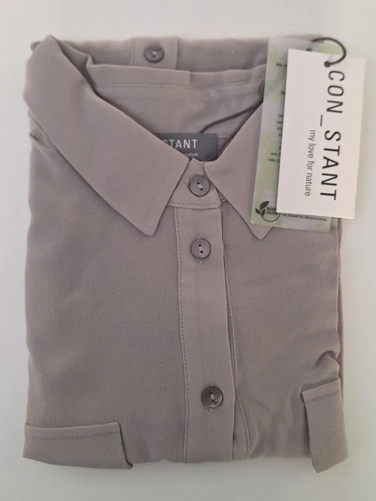 Bluse & Tunika|Shirts Mit Seide^Kokon Zwo Seidenbluse Crepe seidenmatt mit Hemdkragen von seidenweiss oder zartgrau