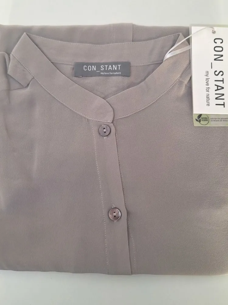 Bluse & Tunika|Shirts Mit Seide^Kokon Zwo Seidenbluse Crepe seidenmatt mit Stehkragen von seidenweiss oder zartgrau