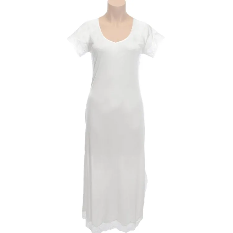 Seidenneglige|Seidennachthemd^Nightdreams Seidenmix Kurzarm Nachthemd MAHÉ Nr. 2 mit Spitze