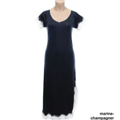 Seidenneglige|Seidennachthemd^Nightdreams Seidenmix Kurzarm Nachthemd MAHÉ Nr. 2 mit Spitze