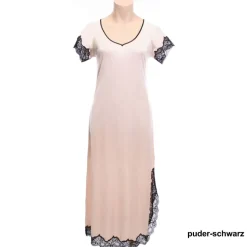 Seidenneglige|Seidennachthemd^Nightdreams Seidenmix Kurzarm Nachthemd MAHÉ Nr. 2 mit Spitze