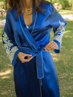 Morgenmantel Lang|Morgenmantel Mit Spitze^Marjolaine Seiden-Morgenmantel lang MARJOLIE No. 6 exquisit