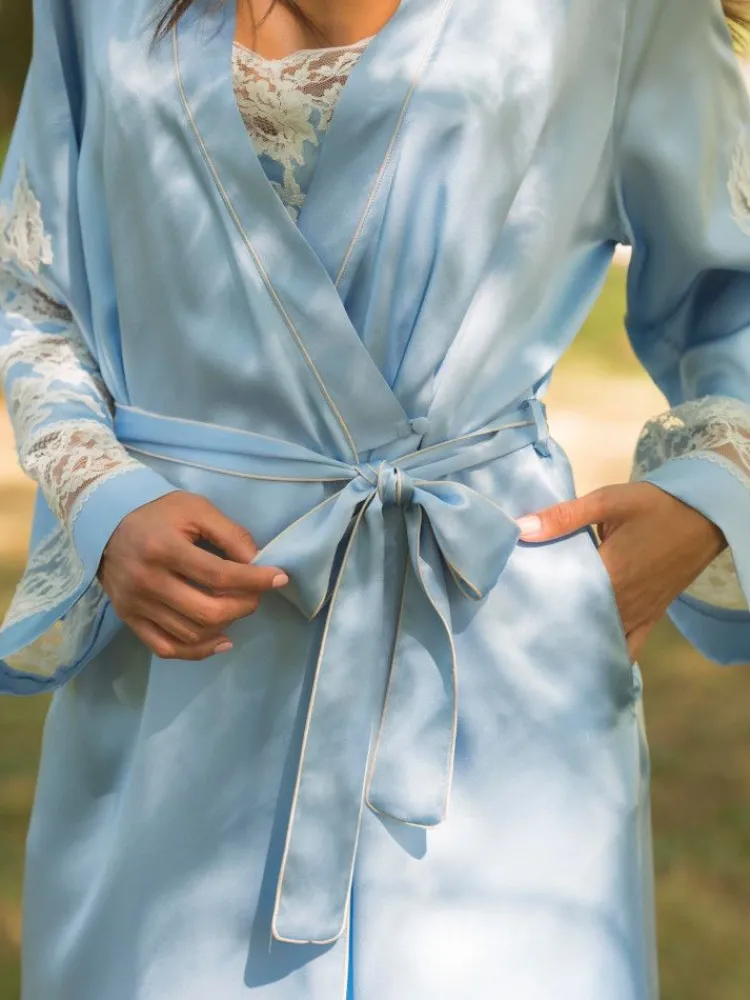 Morgenmantel Lang|Morgenmantel Mit Spitze^Marjolaine Seiden-Morgenmantel lang MARJOLIE No. 6 exquisit