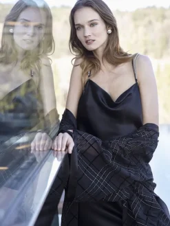 Kleider|Seidenneglige^Luna di Seta Seidennachthemd / Kleid KRISTALL von schwarz