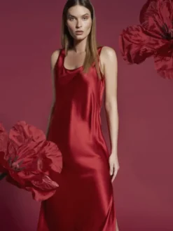 Seidennachthemd|Kleider^Luna di Seta Seidennachthemd GLITTER SEDUCTION in rot von dunkelrot