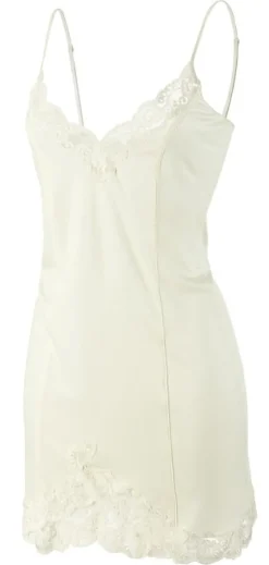 Seiden Basics|Seidennachthemd^Gattina Seidennachthemd Wirkseide kurz TAHITI Spitze von