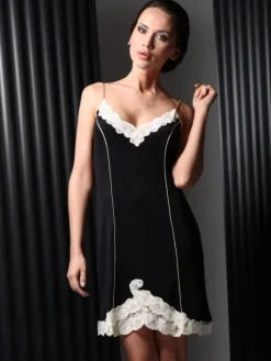 Seiden Basics|Seidennachthemd^Gattina Seidennachthemd Wirkseide TAHITI mit Spitze von