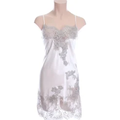 Seidennachthemd|Alle Negligés^Marjolaine Seiden-Negligé DEMON No.2 von naturweiß oder schwarz mit Spitze