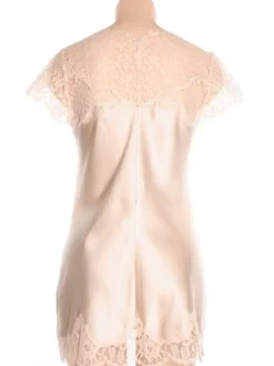 Alle Negligés|Seidenneglige^Marjolaine Seidennegligé ETINCELLE No. 3 sandfarben mit Spitze sand oder schwarz mit Spitze