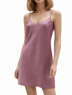 Alle Negligés|Kurze Unterkleider^Exilia Seiden-Negligé PANDORA malve Stretch-Seide von schwarz oder rot