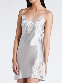 Seidenneglige|Seidennachthemd^Luna di Seta Seidenneglige Lace Seduction von silber oder bernstein mit Spitze