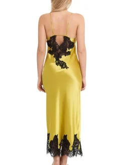 Alle Negligés|Unterkleider Mit Seide^Gattina Seiden-Neglige lang MAILIN No. 2 mit Spitze von weiß oder schwarz mit Spitze