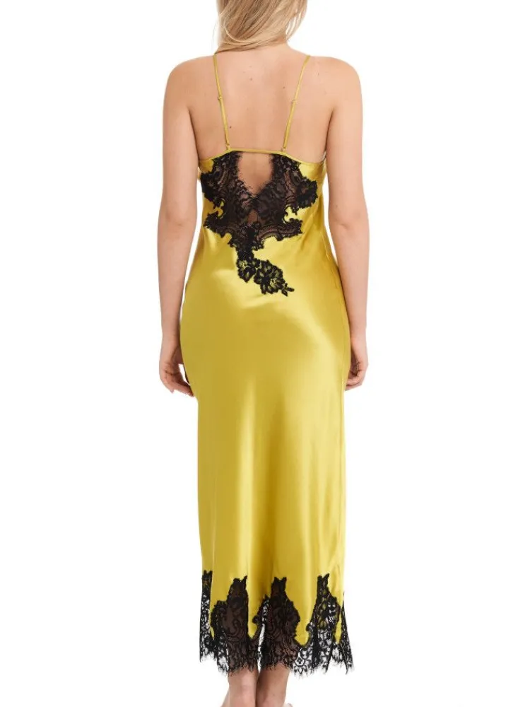 Alle Negligés|Unterkleider Mit Seide^Gattina Seiden-Neglige lang MAILIN No. 2 Satin mit Spitze von weiß oder schwarz mit Spitze