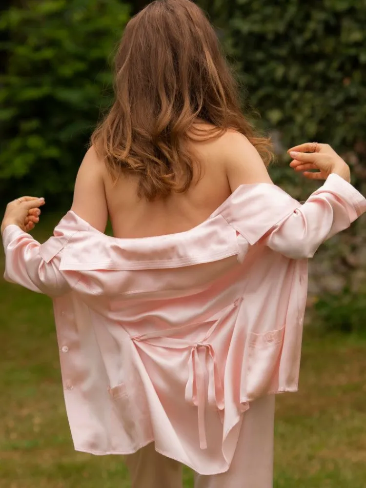 Lounge-Wear|Seiden Basics^Marjolaine Seidenpyjama SOIE UNIE uni