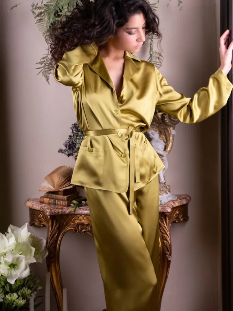 Lounge-Wear|Seiden Basics^Marjolaine Seidenpyjama SOIE UNIE uni