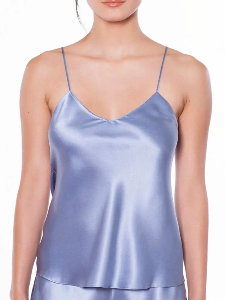 Spaghettiträger Tops|Mit Seidensatin^Luna di Seta Seidentop 100% Seide CLASSICO von - viele Farben