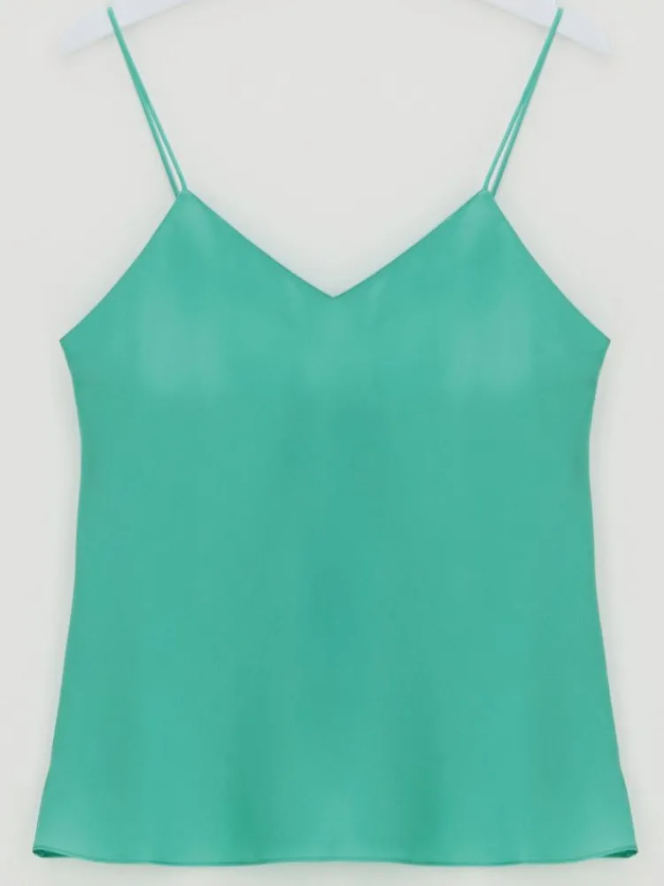 Spaghettiträger Tops|Mit Seidensatin^Luna di Seta Seidentop 100% Seide CLASSICO von - viele Farben