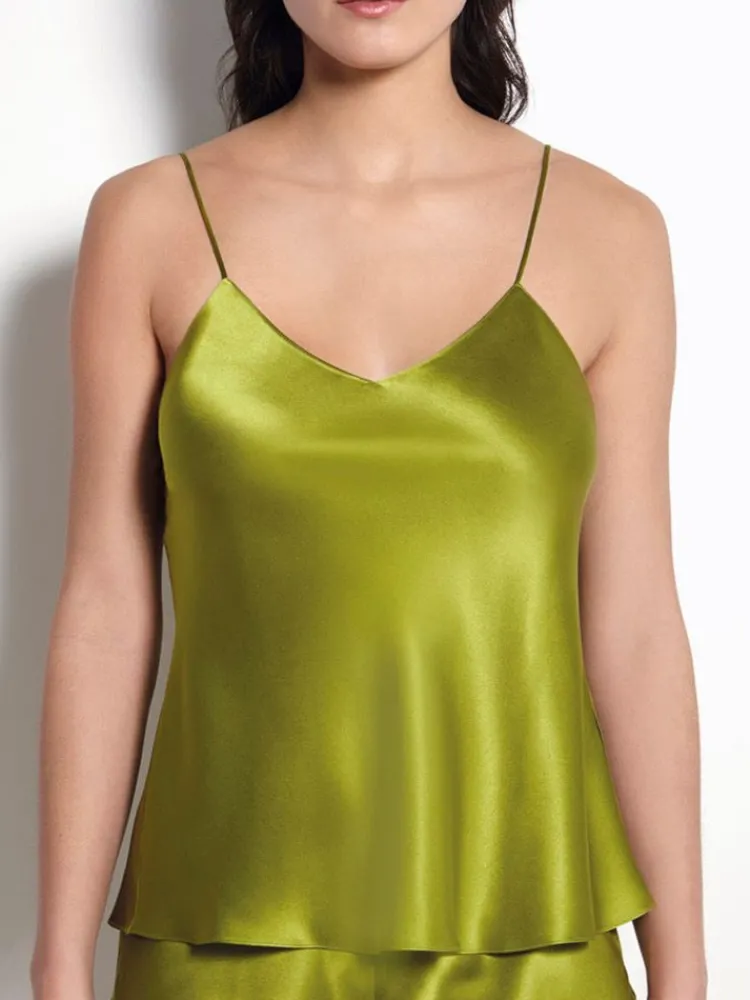 Spaghettiträger Tops|Mit Seidensatin^Luna di Seta Seidentop 100% Seide CLASSICO Satin von