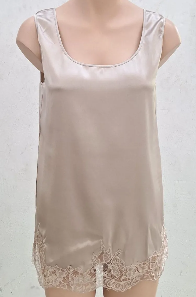 Camisole (Breite Träger)|Alle Lingerie Tops^Chiara Fiorini Seidentop Camisole SETA No. 11 mit Spitze glatt von