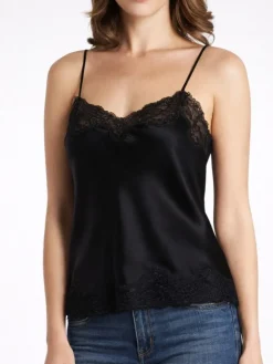 Tops Mit Spitze|Spaghettiträger Tops^Vivis Seidentop DALIA mit Spitze von