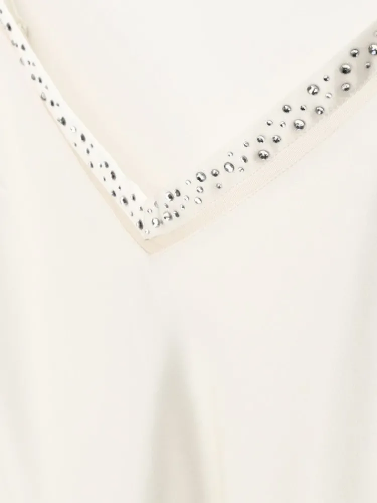 Tops Mit Spitze|Spaghettiträger Tops^Luna di Seta Seidentop JEWELS elfenbeinweiss aus 100% Seide von elfenbein weiß mit Strass