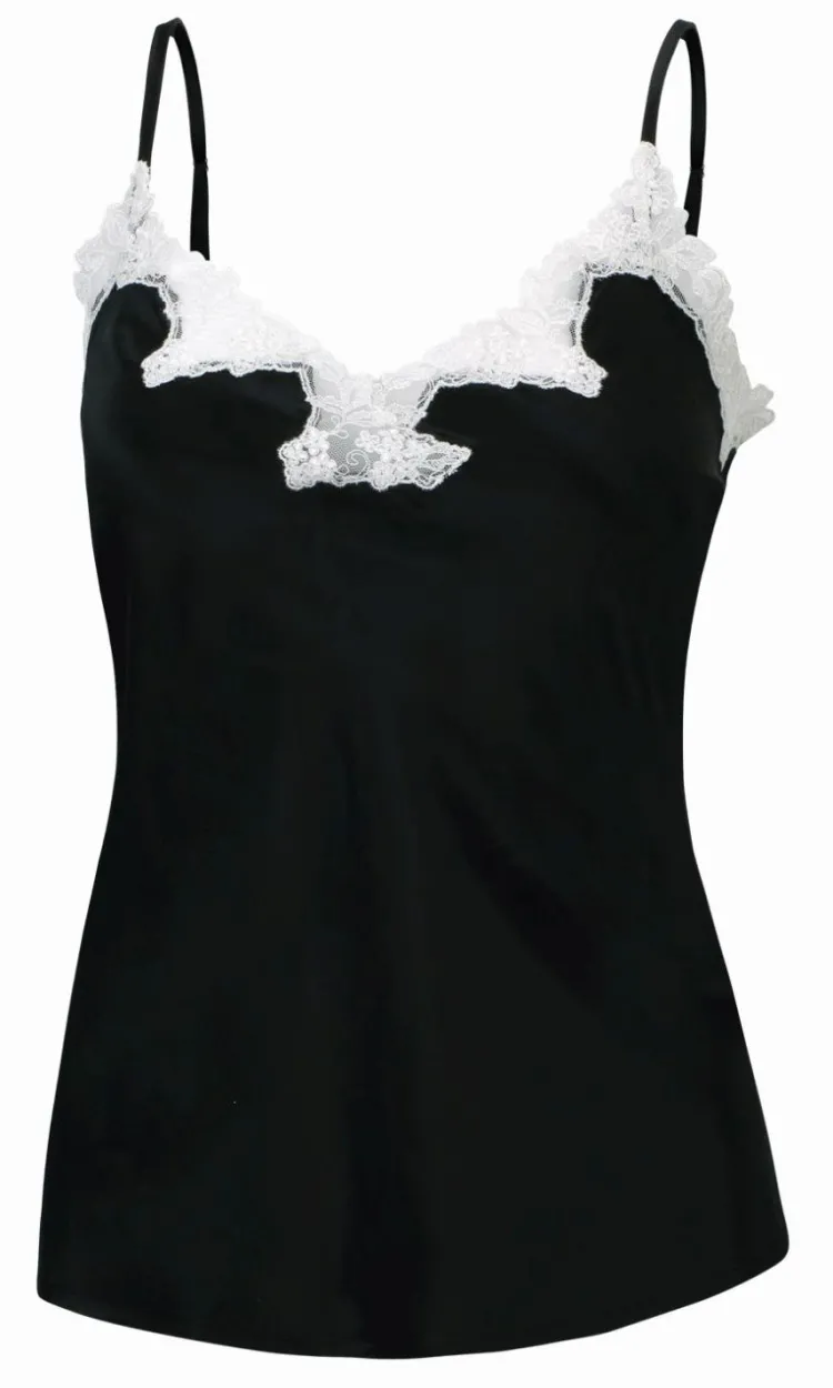 Tops Mit Spitze|Spaghettiträger Tops^Eva B. Bitzer Seidentop SATIN + LACE kurz von