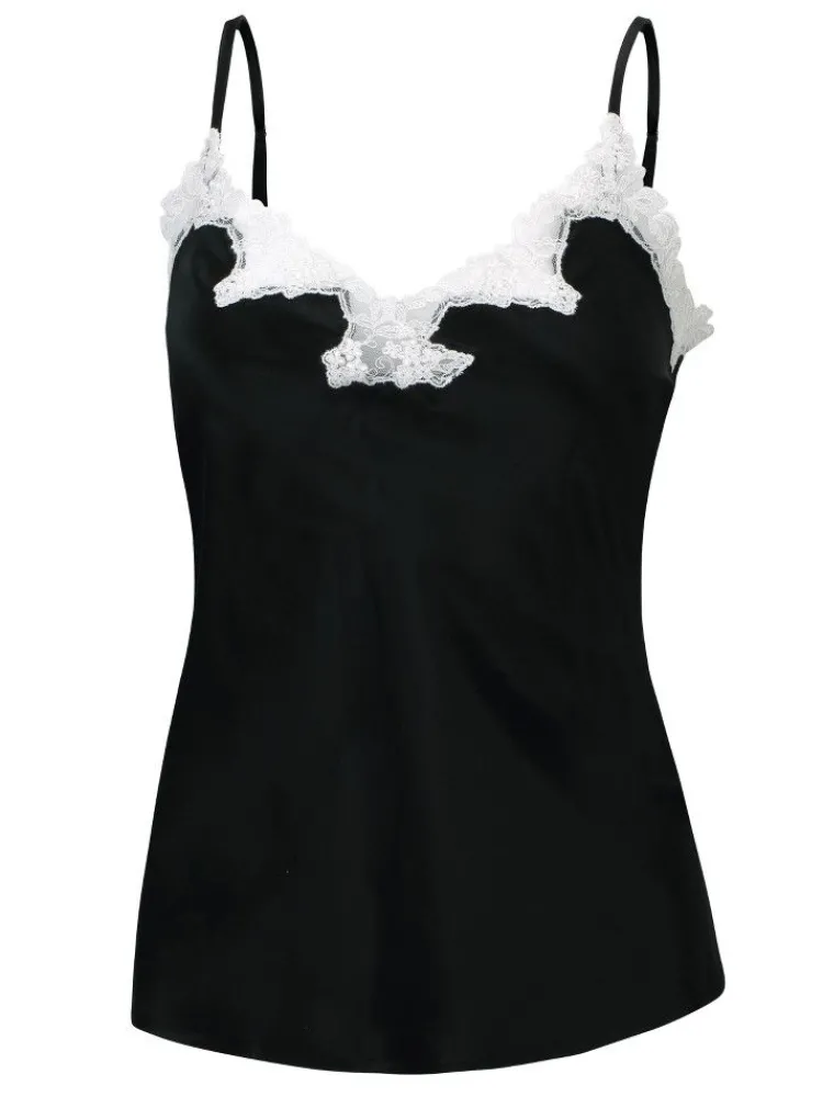 Tops Mit Spitze|Spaghettiträger Tops^Eva B. Bitzer Seidentop SATIN + LACE kurz von