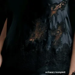 Tops Mit Spitze|Spaghettiträger Tops^Gattina Seidentop STARSHINE schwarz oder gold Spitze von gold oder schwarz mit schwarzer Spitze